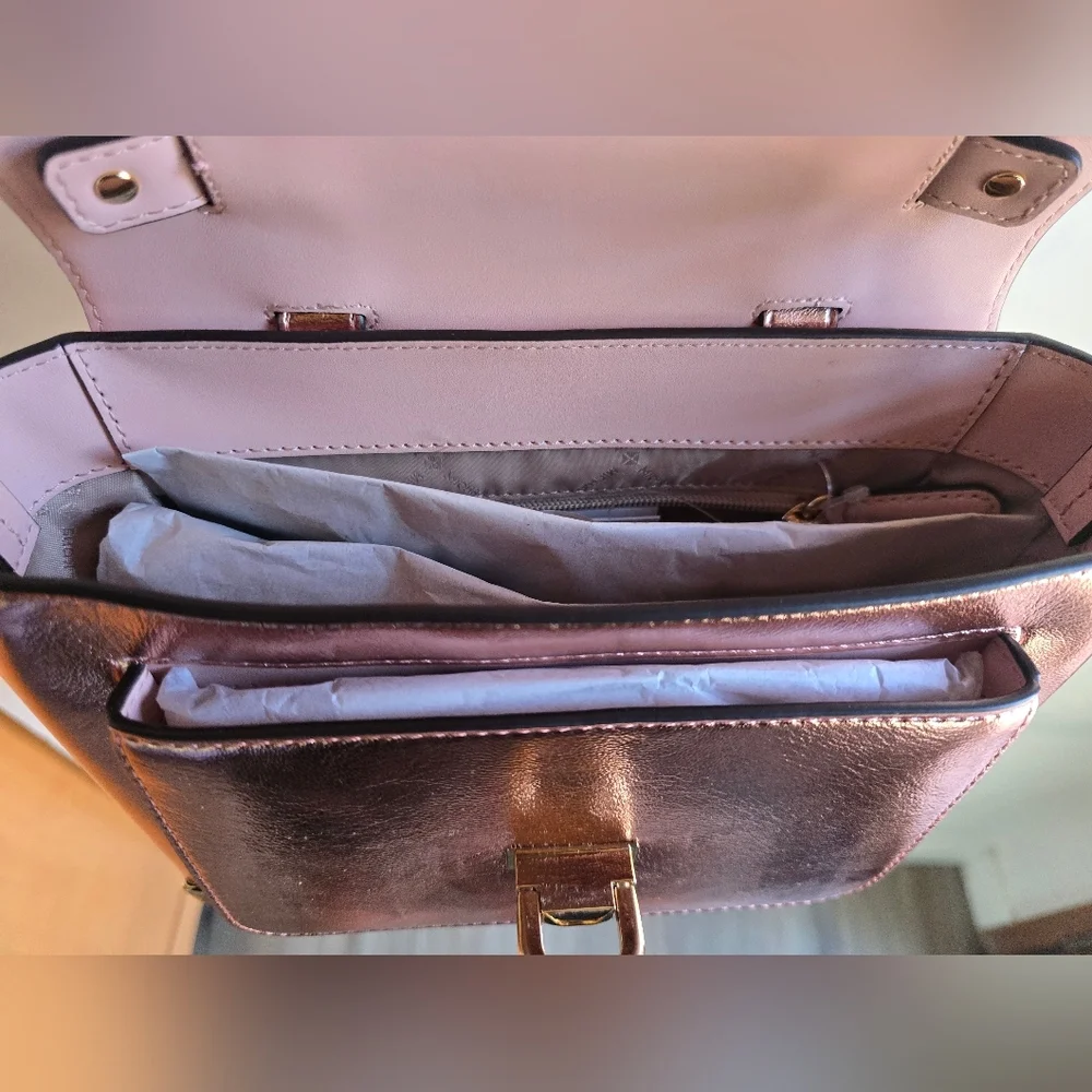 Michael Kors Manhatten Metallic Rose Gold Handbag NWT